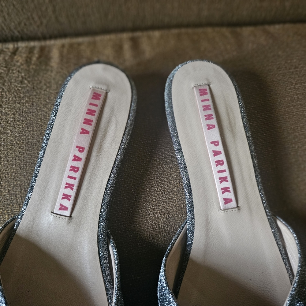 Minna Parikka Silver Flat Sandals Size 41 - Picture 9 of 12